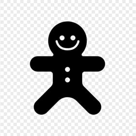 Smiling Gingerbread Man Black Icon PNG