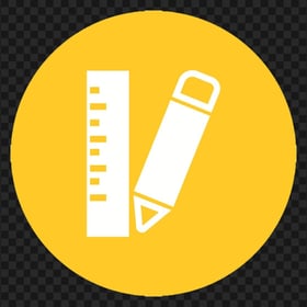HD  Yellow and White Round Ruler and Pencil Icon PNG