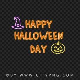 HD Happy Halloween Day Neon Logo PNG
