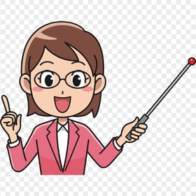 Clipart Female Teacher Holding A Pointer Image PNG