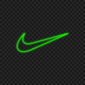 HD Green Outline Nike Tick Neon Logo PNG