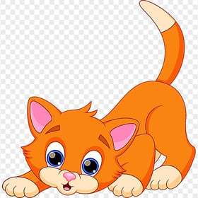 Charming Playful Ginger Cartoon Cat Transparent PNG