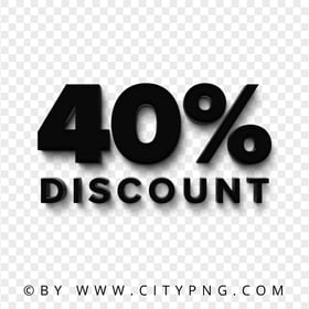 40 Percent Black Text Logo Discount Sign PNG IMG