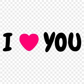 HD I Heart You I Love You Pink Heart Text Letters PNG