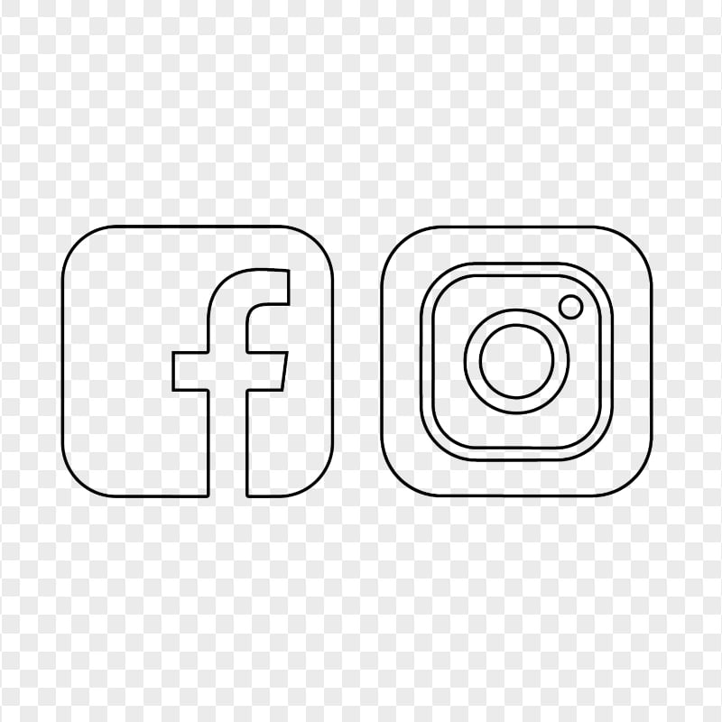 HD Black Outline Facebook Instagram Icons PNG | Citypng