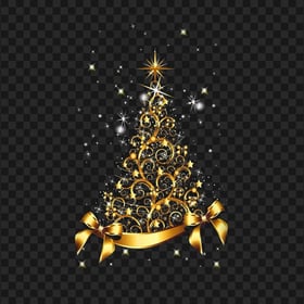 Christmas Sparkle Gold Tree Illustration Design