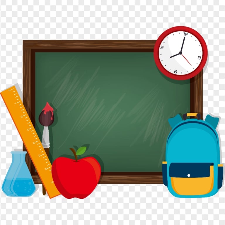 Chalkboard School Supplies Illustration PNG Citypng