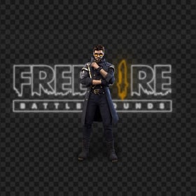 HD FF Alok Character With Free Fire Neon Logo PNG