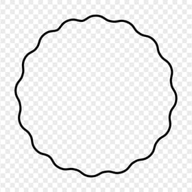 HD Wavy Circle Shape Black Border Frame PNG