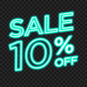 10% Off Sale Blue Green Neon Sign FREE PNG