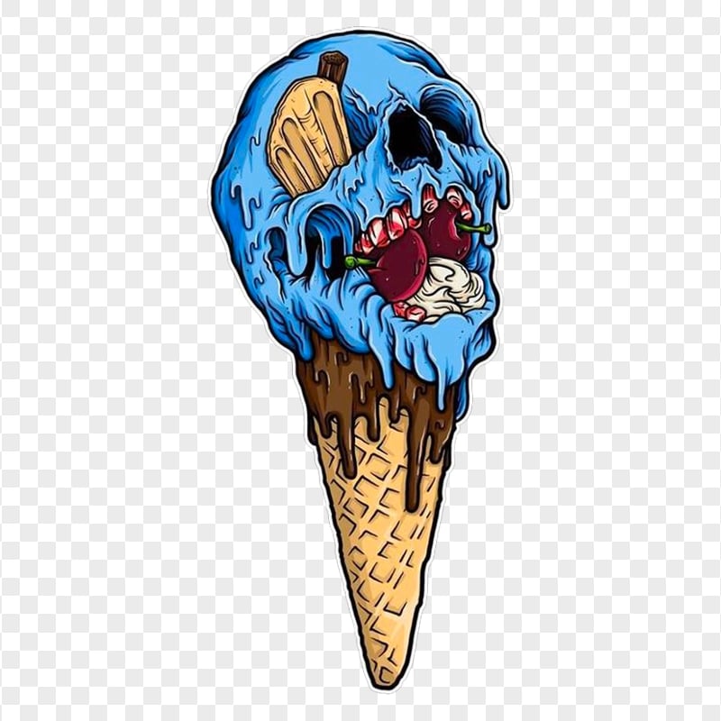 Zombie Skull Ice Cream Illustration PNG Image