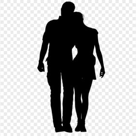 Black Silhouette Of A Loving Couple PNG