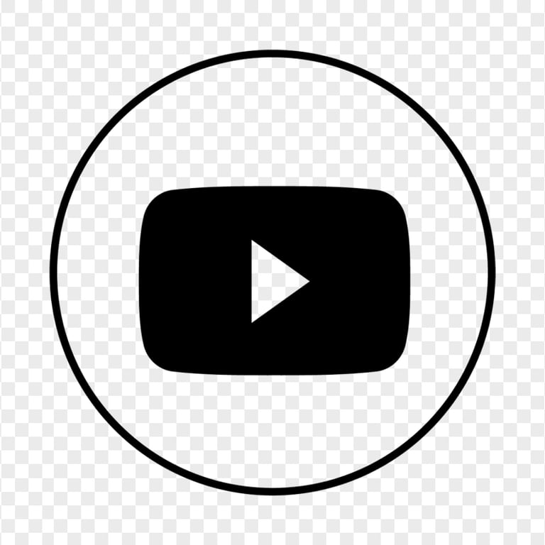 HD Black Outline Round Youtube YT Logo Icon PNG