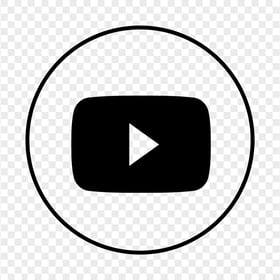 HD Black Outline Round Youtube YT Logo Icon PNG