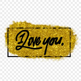 HD Beautiful I Love You Yellow Glitter Design PNG