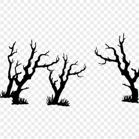 Scary Halloween Black Trees Silhouettes FREE PNG