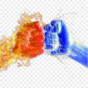 HD Water Vs Fire Hands Fist PNG