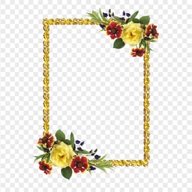 Yellow And Red Flowers Vertical Frame PNG Image