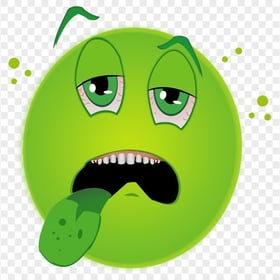 Green Face Emoji Emoticon Sick Show His Tongue