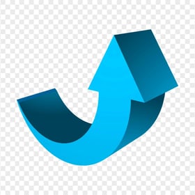 HD Blue 3D Curved Arrow Pointing Up PNG