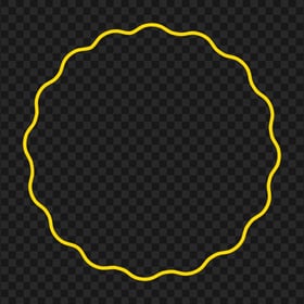 Wavy Circle Shape Yellow Border Frame PNG Image