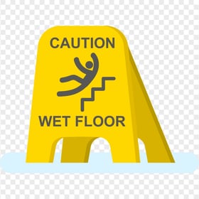 Vector Yellow Caution Wet Floor Sign PNG Image