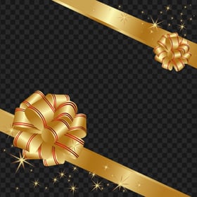 Two Gold Gift Bow Ribbon Illustration PNG