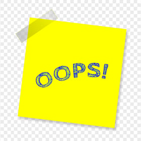 Oops! Yellow Sticky Post Note PNG Image