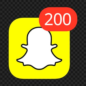 Snapchat Square App Icon With 200 Notifications PNG