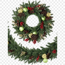 HD Christmas Decorated Real Wreath Garland PNG