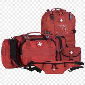 Set Of Red Emergency First Aid Kit Bags