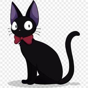 Cartoon Black Jiji Cat HD Transparent Background
