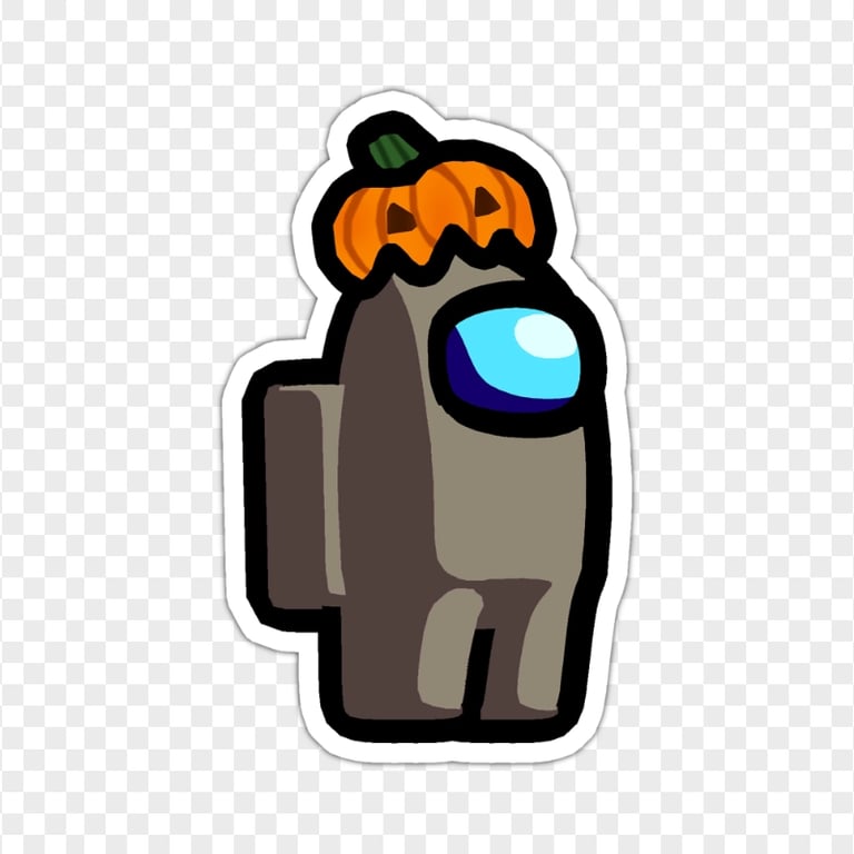 HD Tan Among Us Character Pumpkin Hat Stickers PNG