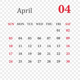 Download April 2022 Calendar PNG