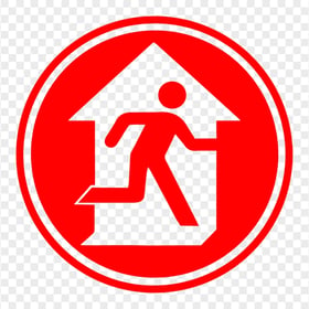 Red Round Emergency Exit Escape Sign Icon Symbol PNG