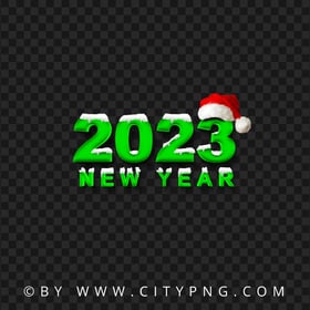 FREE 2023 Snowy Green Logo With Santa Hat PNG