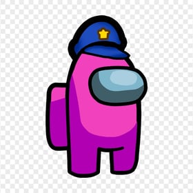 HD Among Us Crewmate Pink Character With Police Hat PNG