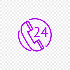 HD Purple Round Circle Phone 24H Icon Transparent PNG
