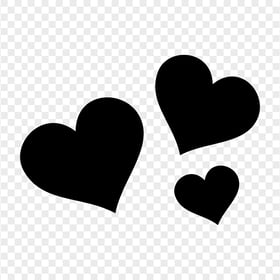 HD Black Floating Hearts Shape Silhouette PNG