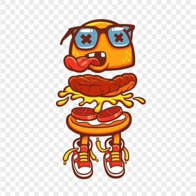 Vector Food Burger Cartoon Character PNG