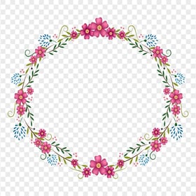 Round Circular Floral Wreath Frame PNG