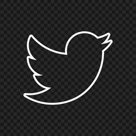 HD White Outline Twitter Bird Logo Icon PNG