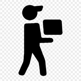 Delivery Man Black Stick Character Icon FREE PNG
