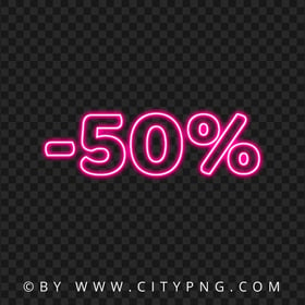 Neon Pink 50 Percent Discount Sign Logo HD PNG