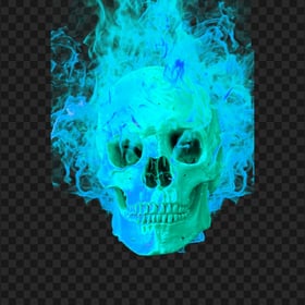 PNG Skull Skeleton Head On Blue Fire