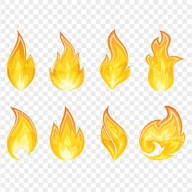 Collection Of Fire Flames Illustration Icons PNG