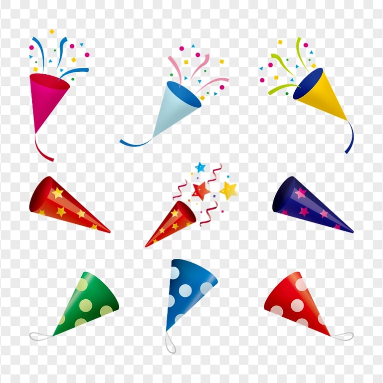 Set Of Paper Party Hats Illustration PNG