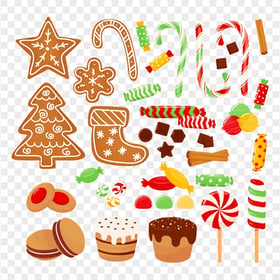 Vector Cartoon Set Of Christmas Items FREE PNG