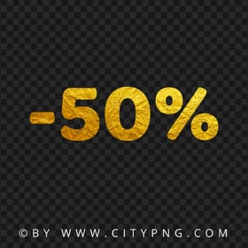 HD Golden 50 Percent Discount Text PNG