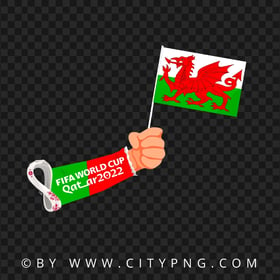 HD World Cup 2022 Hand Holding Wales Flag Pole PNG